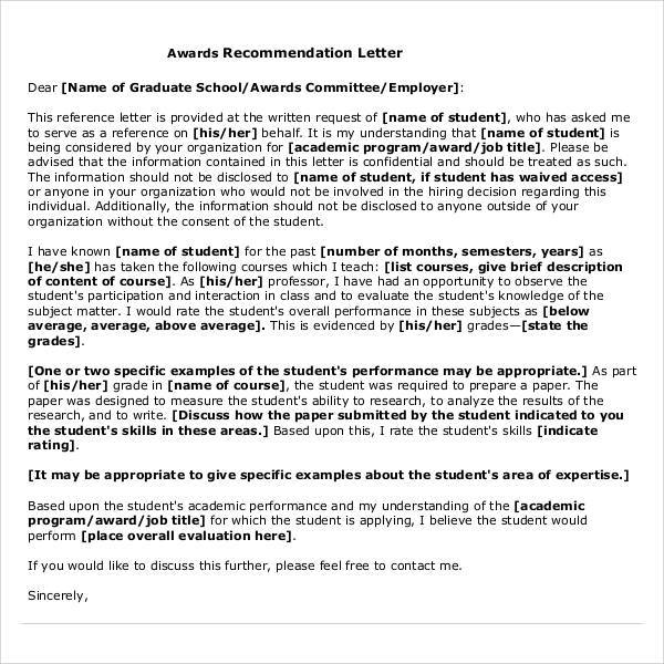 38+ Sample Letters of Recommendation for Graduate School | Sample Templates