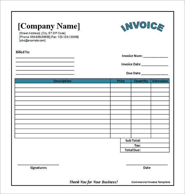 FREE 47+ Sample Blank Invoice Templates in MS Word Google Docs