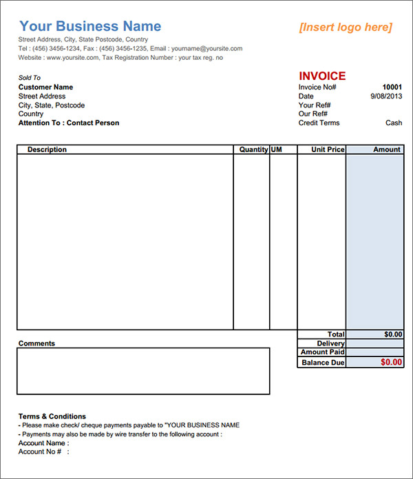 basic service invoice template