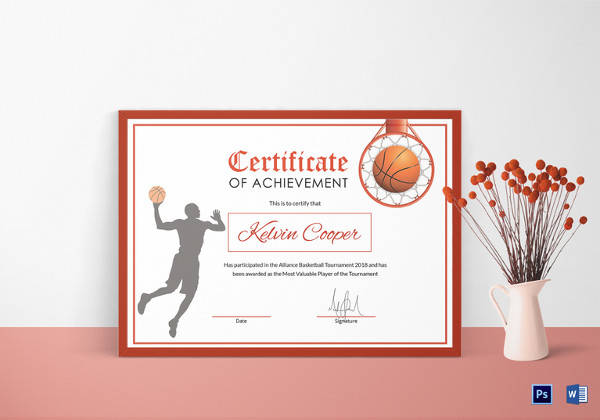 basketball award achievement certificate template