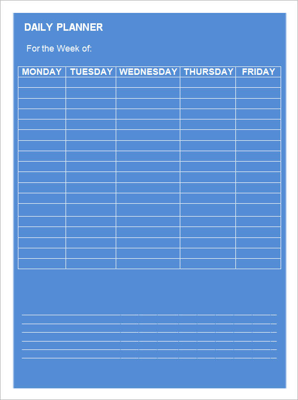 weekly work schedule template