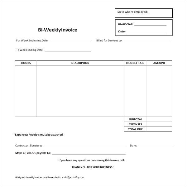 bi weekly invoice
