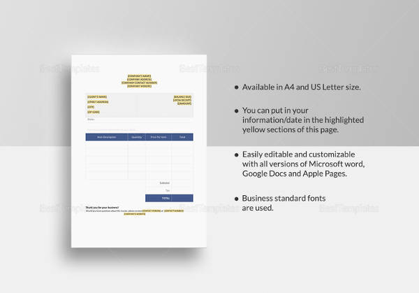 blank invoice in word