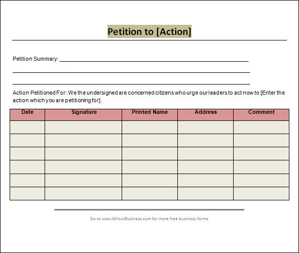 Free Blank Printable Petition Forms