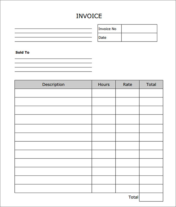 blank service invoice template