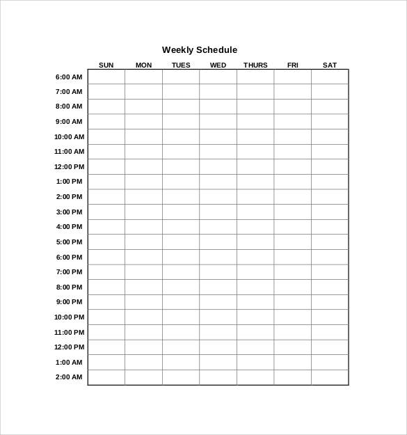 35+ Sample Weekly Schedule Templates  Sample Templates