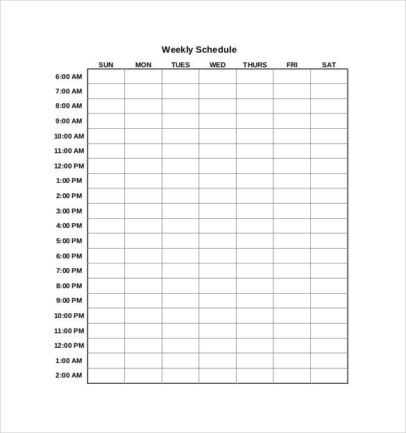 Free 37 Sample Weekly Schedule Templates In Google Docs Google Sheets Excel Ms Word Numbers Pages