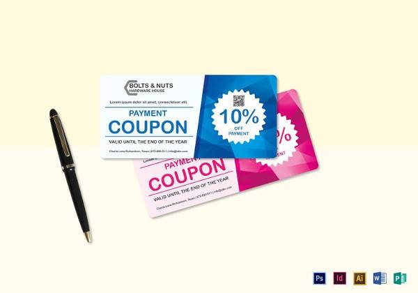 blue and pink payment coupon template