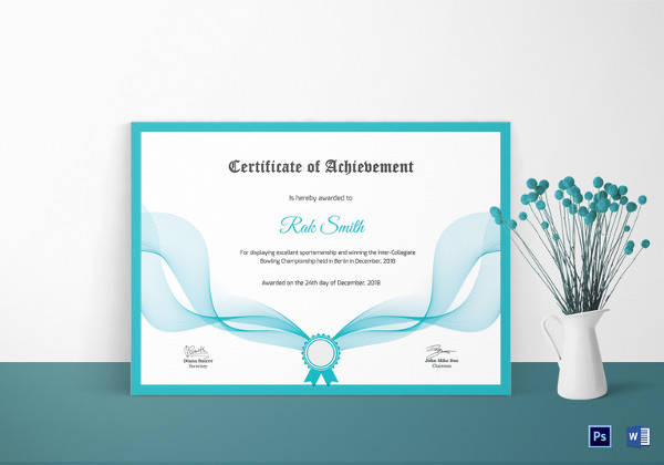 bowling achievement certificate template