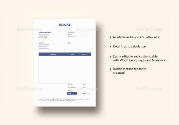 business blank invoice template1