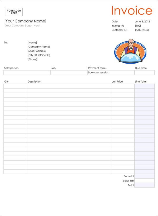 catering invoice excel