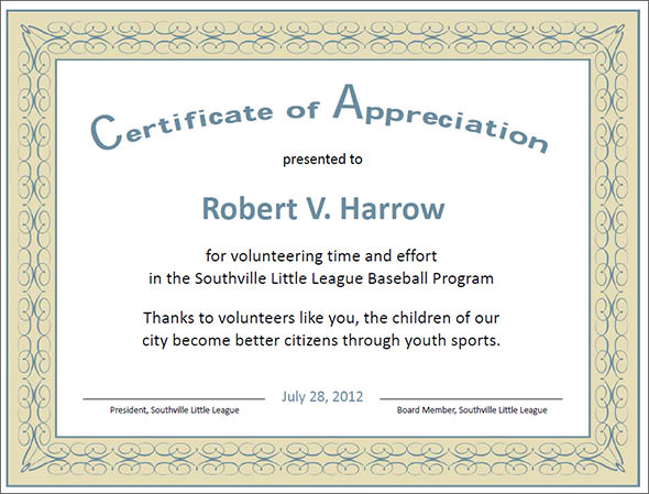 template for certificate of appreciation