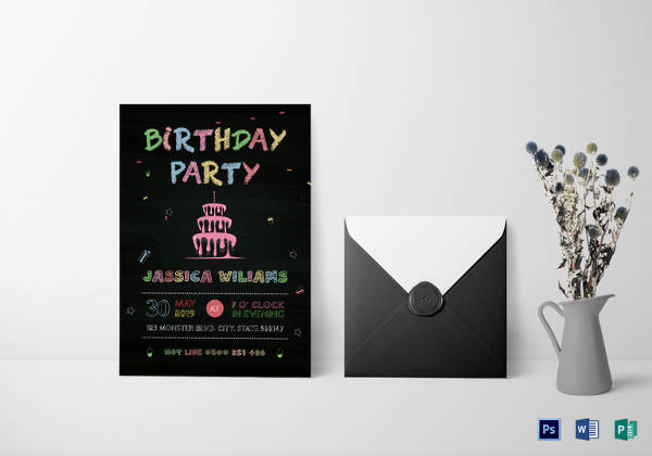 chalkboard birthday party invitation template