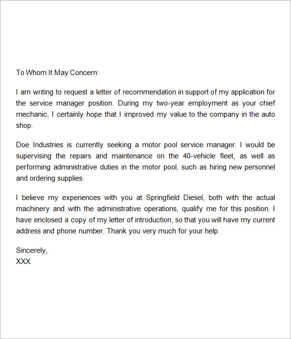 Sample Recommendation Letter - 8+ Free Documents in Word