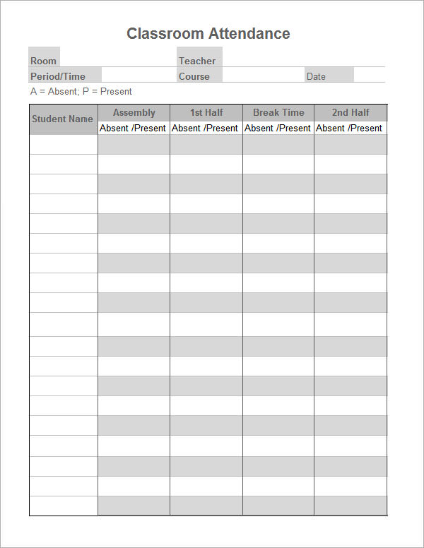16 Attendance Sheet Templates to Download for Free Sample Templates