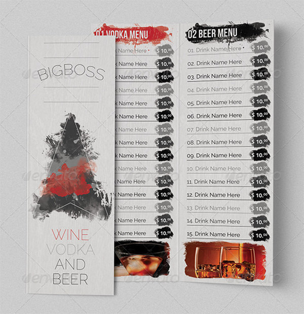 classy bar menu template