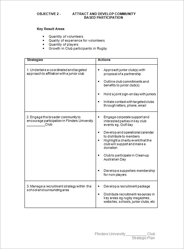 club strategic planning template