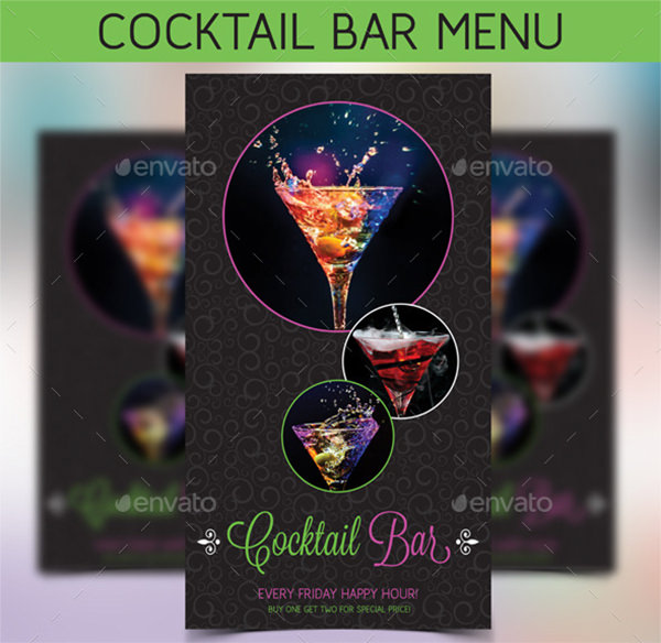 cocktail bar menu template