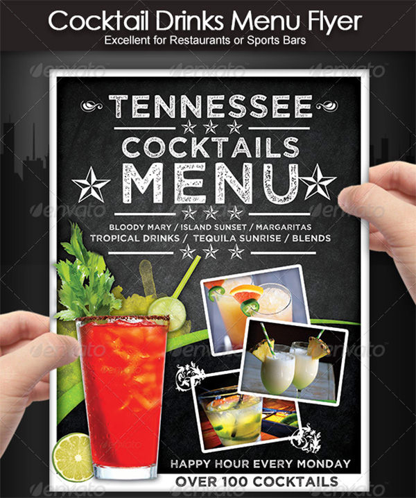 cocktail drinks menu flyer