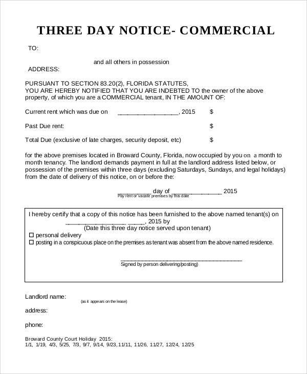 Commercial Eviction Notice Template