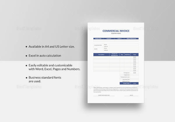 commercial invoice template in word format