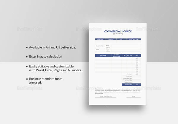 commercial invoice template