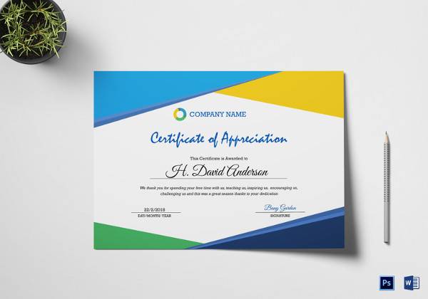company appreciation certificate template