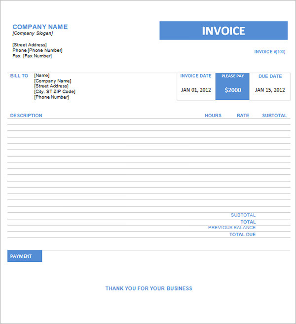 invoice format word document download