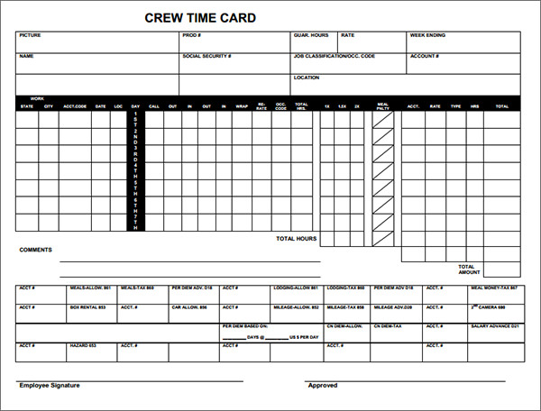 crew time card template