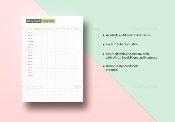 daily work schedule template