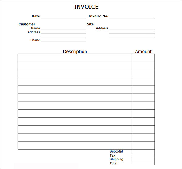 Free sample invoice template microsoft word