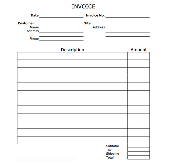 52 Sample Blank Invoice Templates Sample Templates