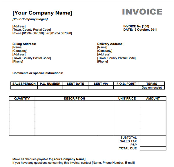 free blank invoice template download