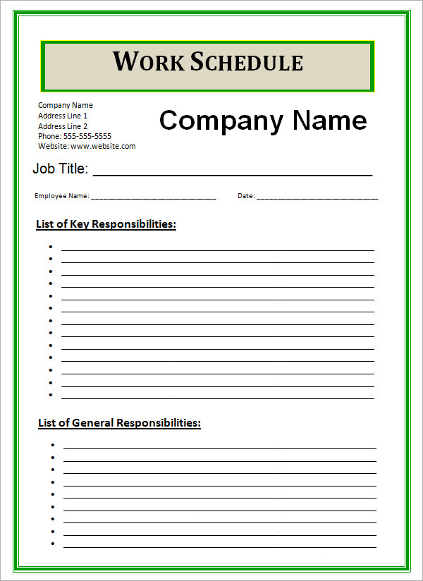 21 Samples of Work Schedule Templates to Download | Sample Templates