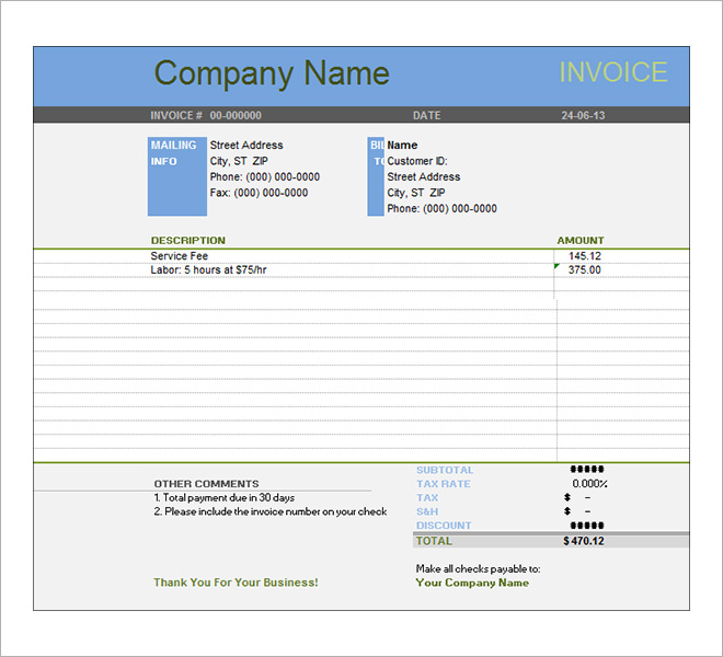 tax invoice templates 12 free printable xlx docs pdf formats