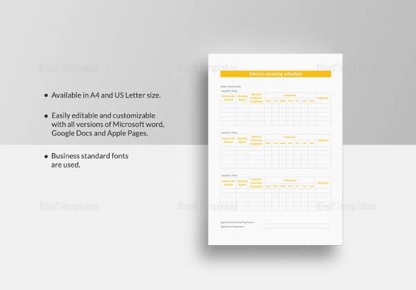 editable cleaning schedule template