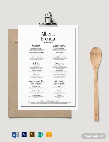 elegant wedding menu template2