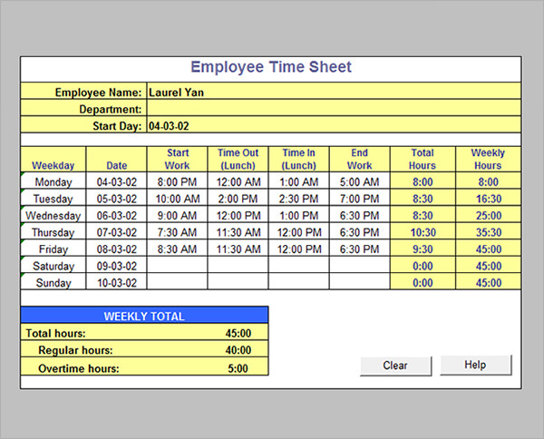 free time clock calculator with lunch