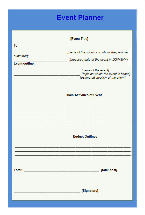 event management project plan template