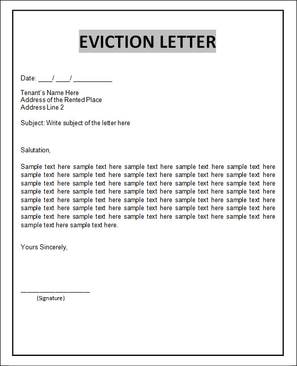 eviction letter template