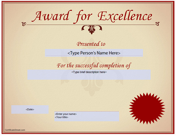 excellence award certificate2