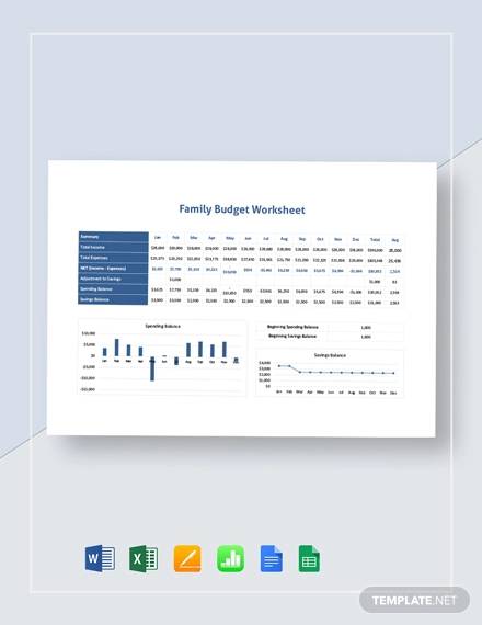 family budget worksheet template