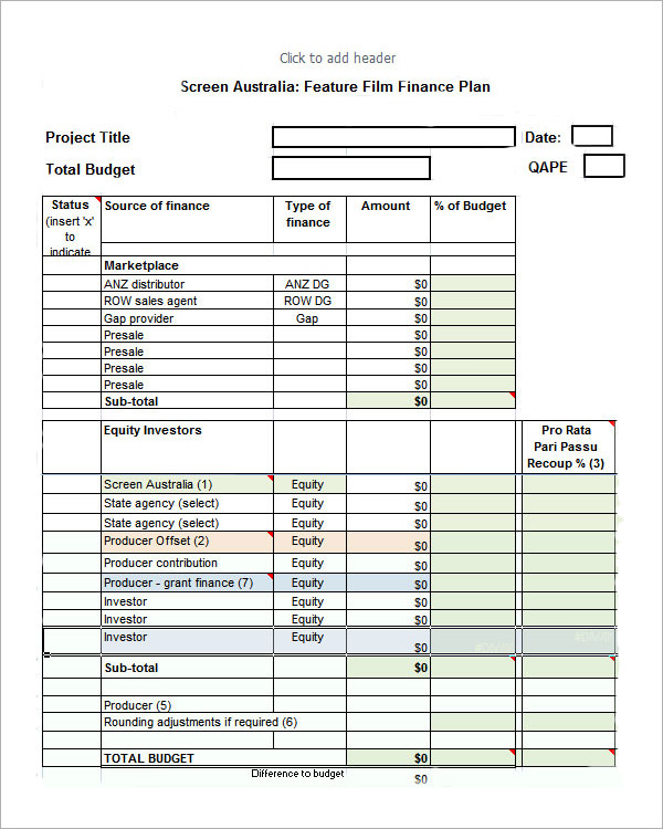 Film Financing Agreement Template