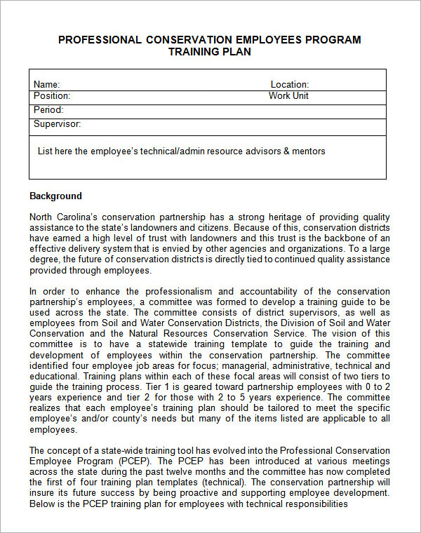 final technical training plan template