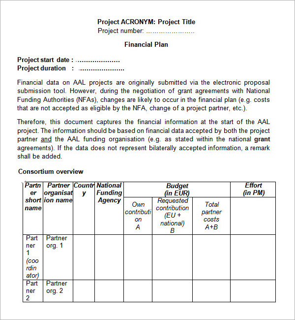 financial plan template to download