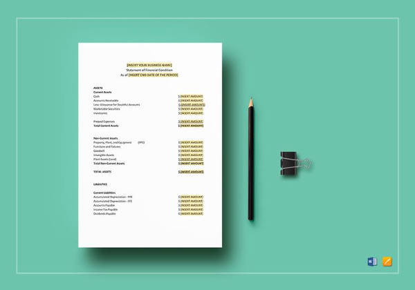 financial statement template to print