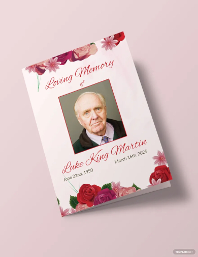 floral obituary bi fold brochure template
