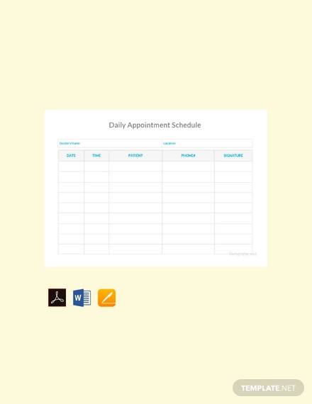 free daily appointment schedule template