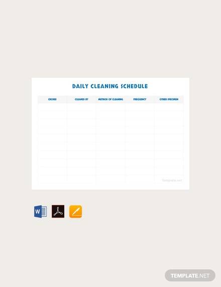 free daily cleaning schedule template