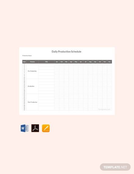 free daily production schedule template